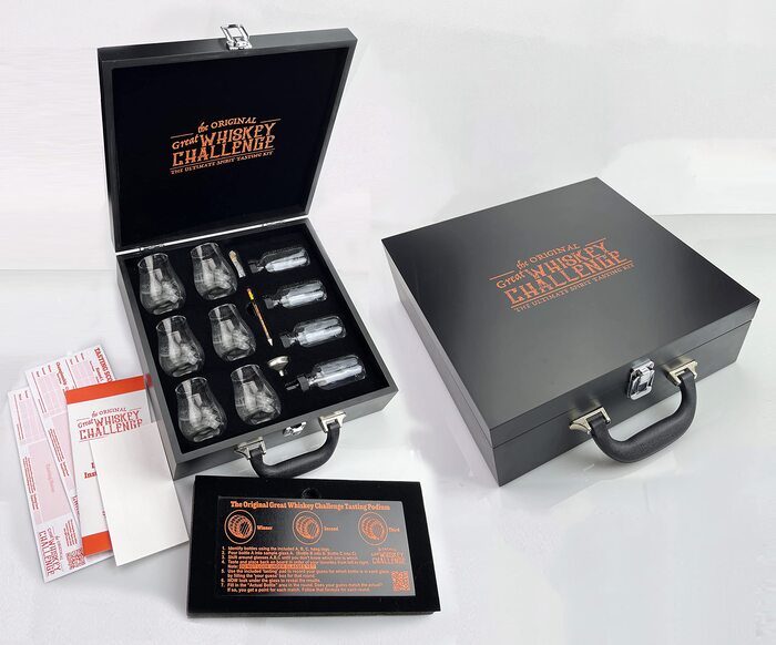 Look for a set that includes a selection of premium whiskeys and elegant glasses