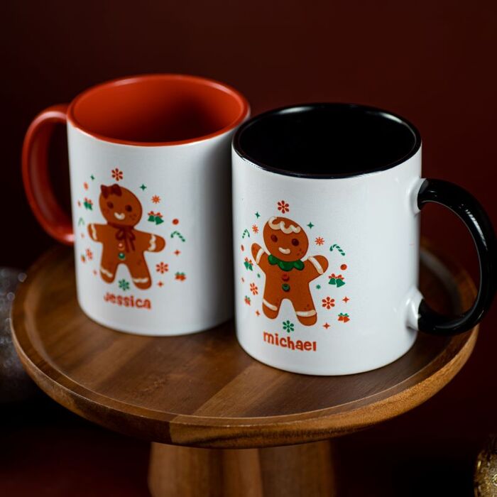 Customized Christmas couple mugs are a delightful addition to her morning routine