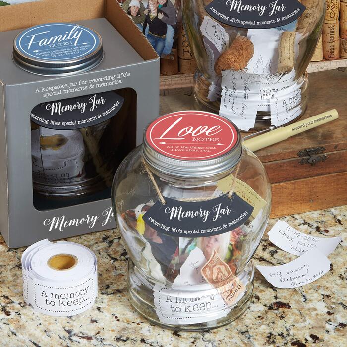 Create a memory jar filled with notes, anecdotes, and well wishes from family and friends